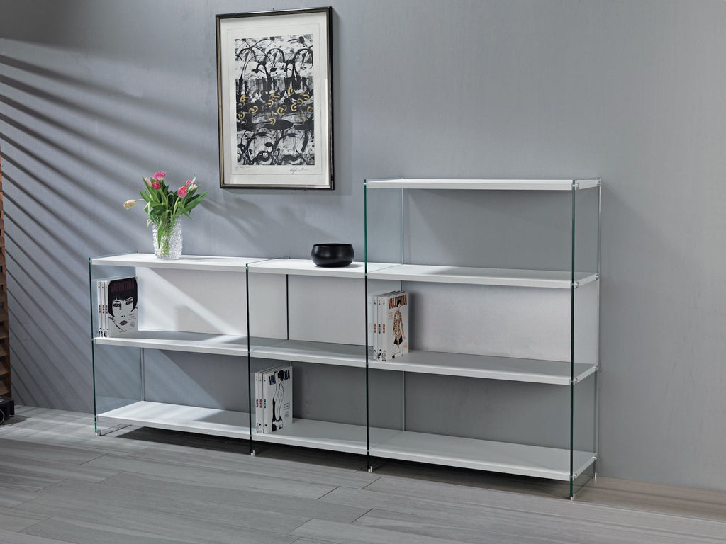 Libreria design Tibor10 divisoria in laminato e vetro