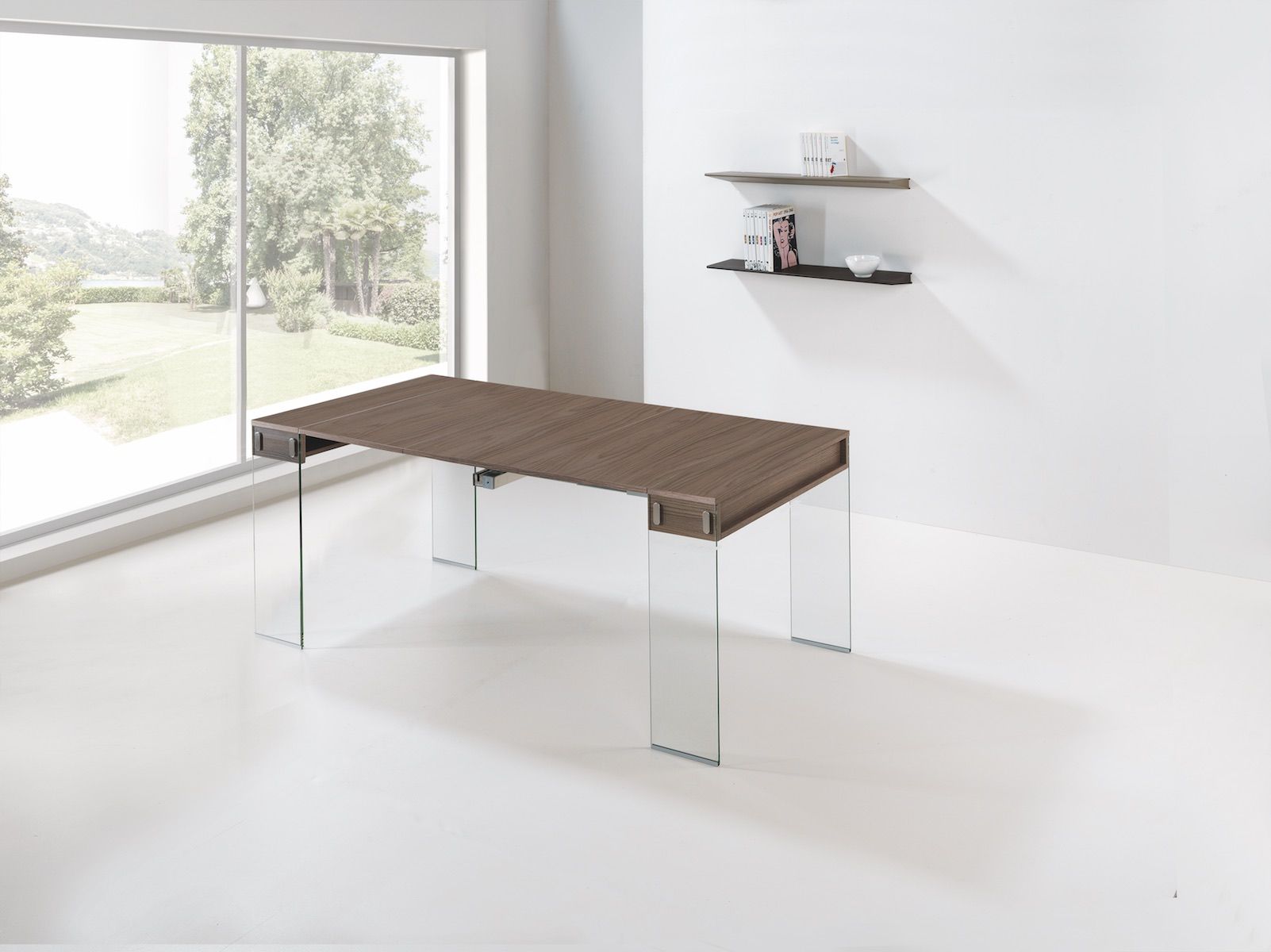 Tavolo consolle allungabile Ronny Big in vetro e laminato