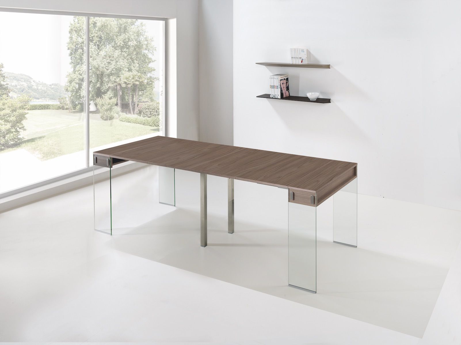 Tavolo consolle allungabile Ronny Big in vetro e laminato