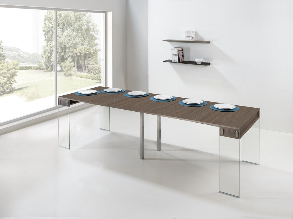 Tavolo consolle allungabile Ronny Big in vetro e laminato