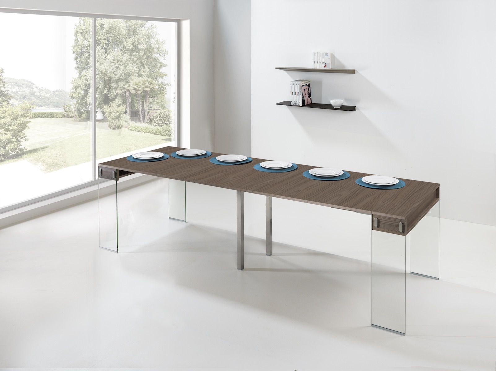 Tavolo consolle allungabile Ronny Big in vetro e laminato