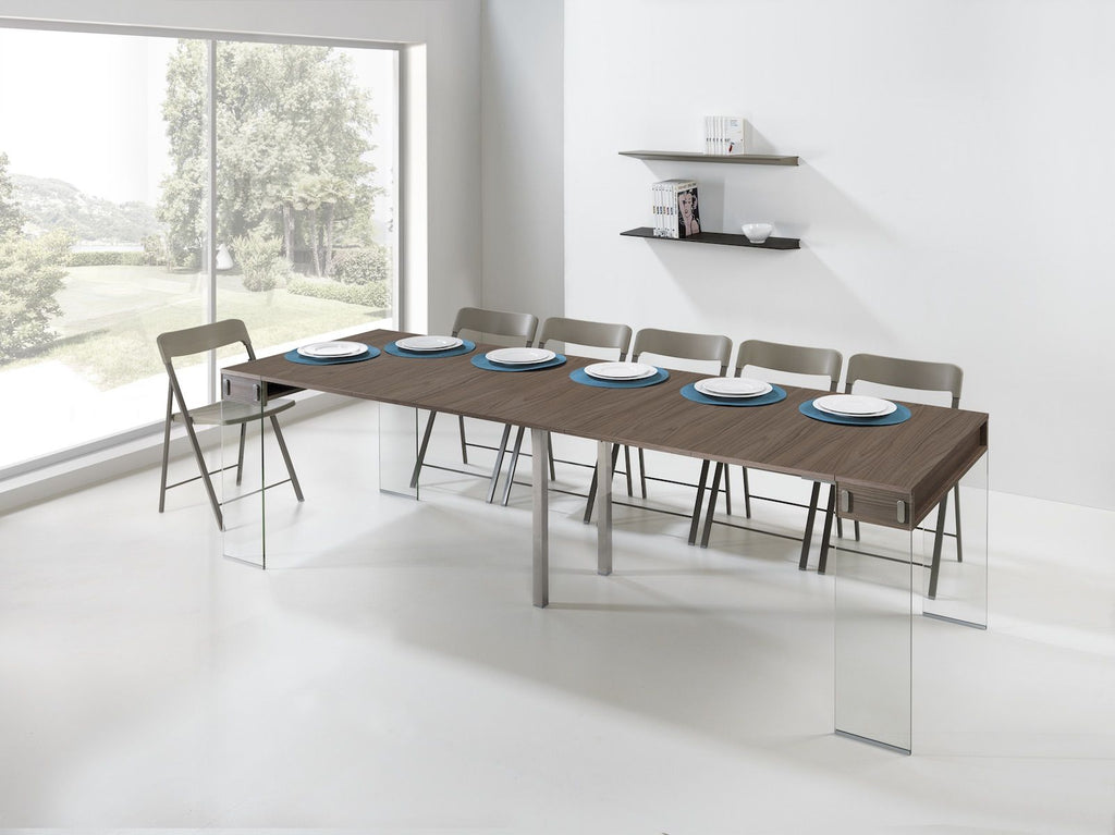 Tavolo consolle allungabile Ronny Big in vetro e laminato