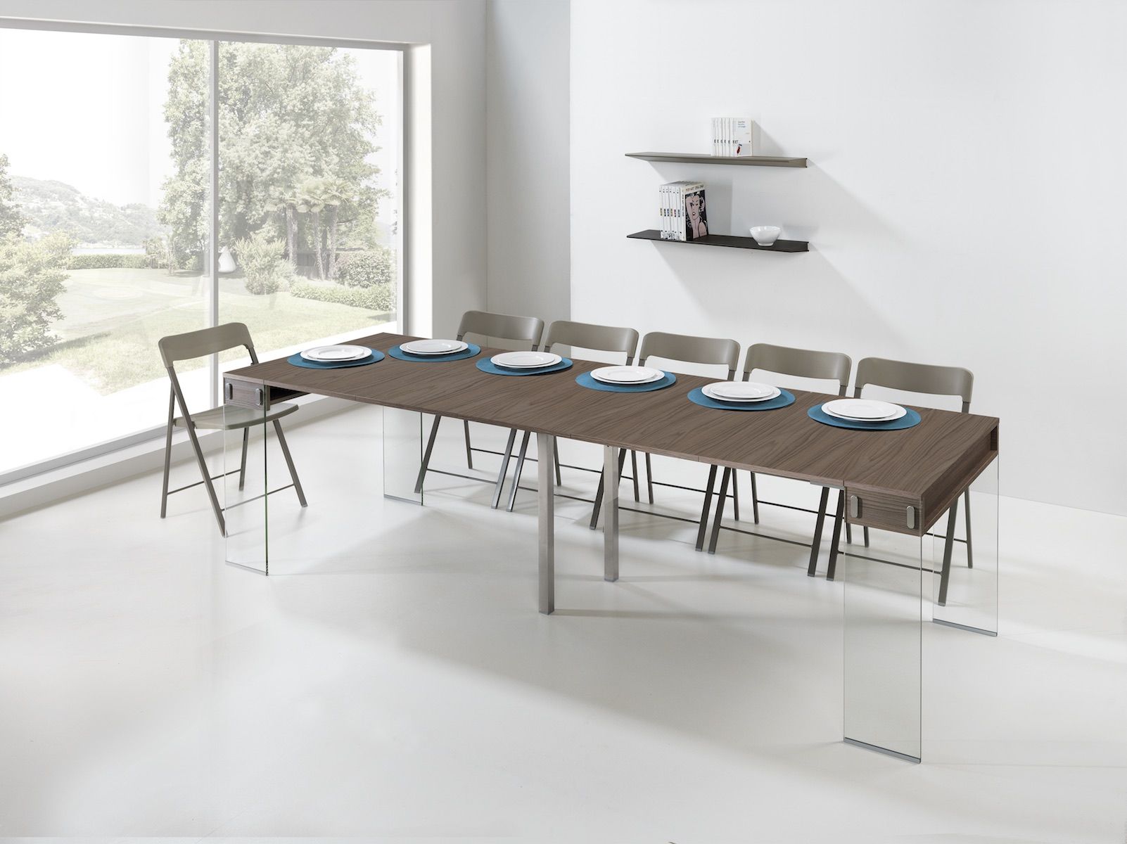 Tavolo consolle allungabile Ronny Big in vetro e laminato