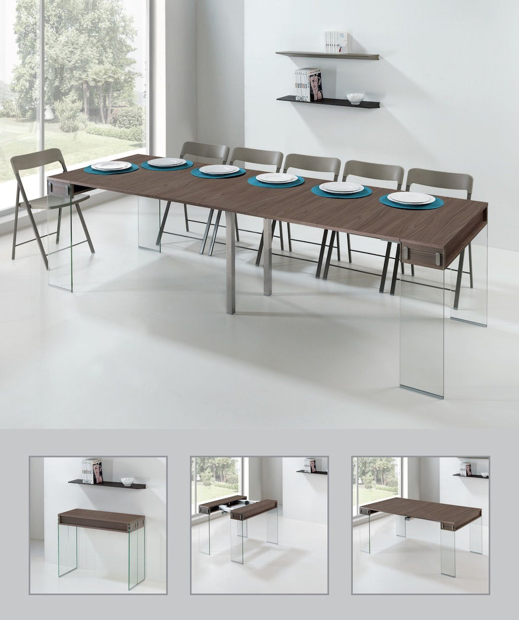 Tavolo consolle allungabile Ronny Big in vetro e laminato