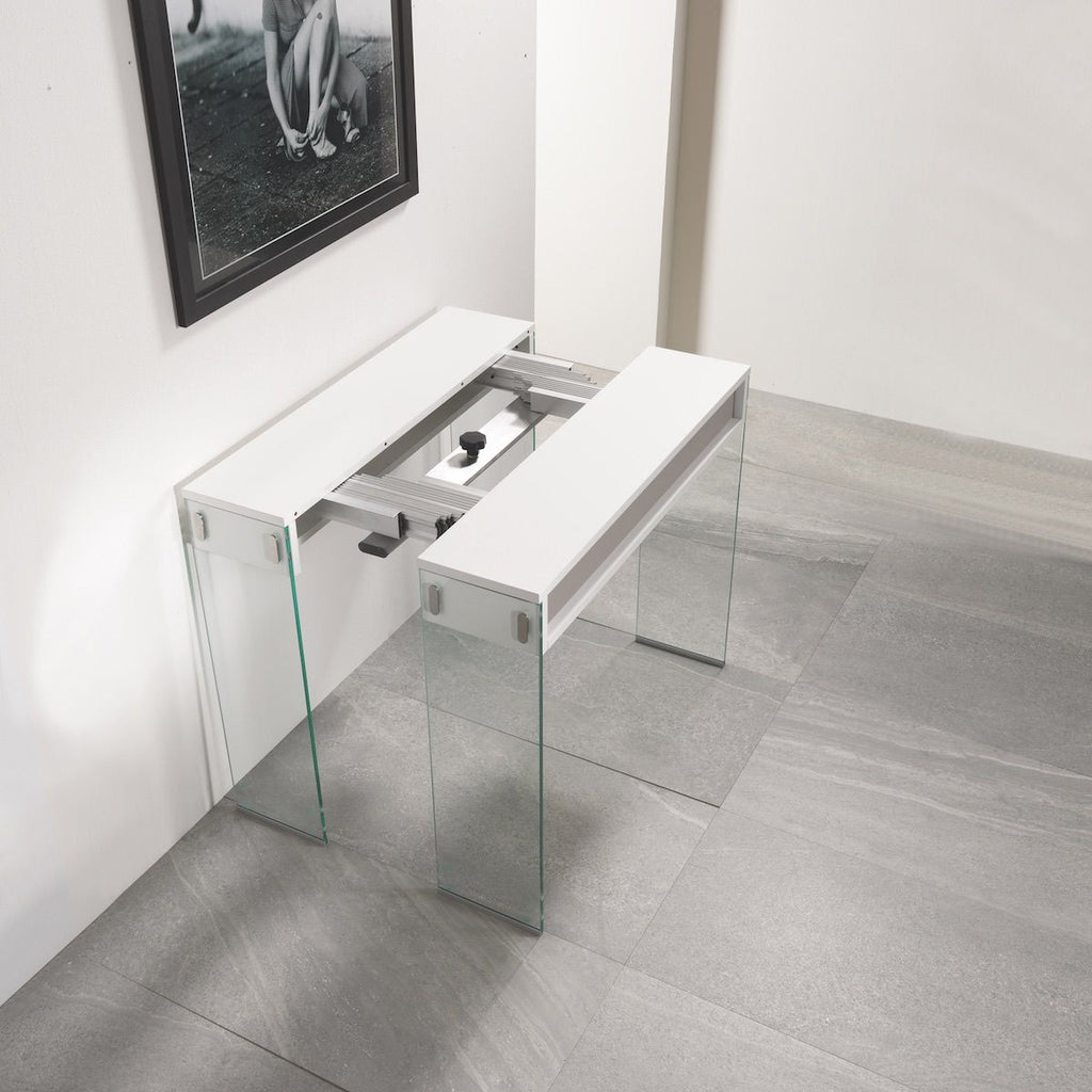 Tavolo consolle allungabile Ronny Big in vetro e laminato