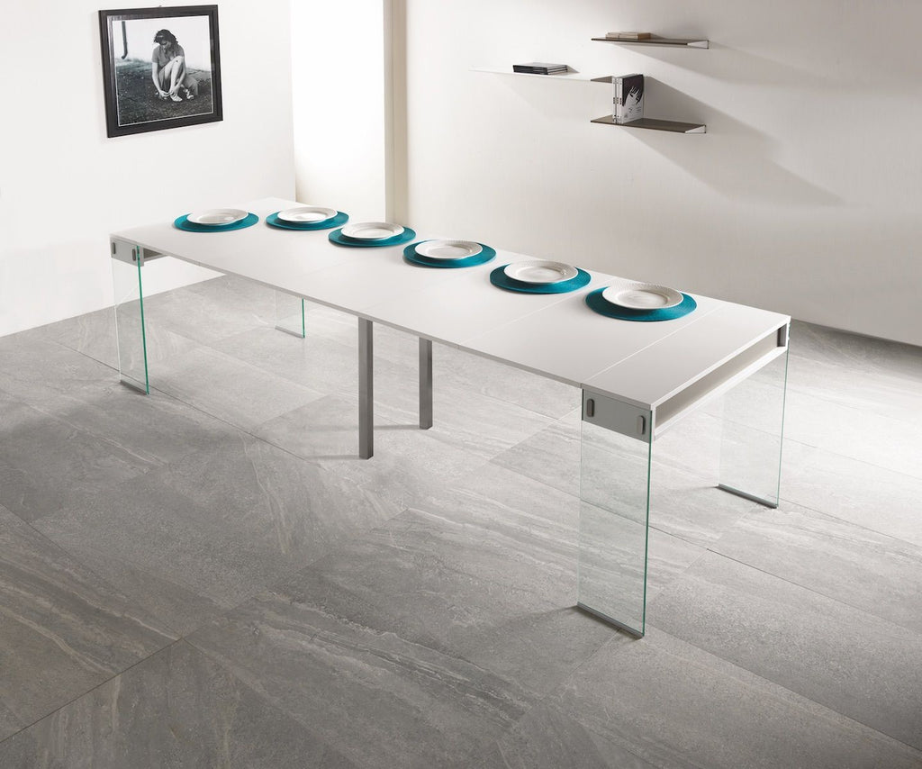 Tavolo consolle allungabile Ronny Big in vetro e laminato