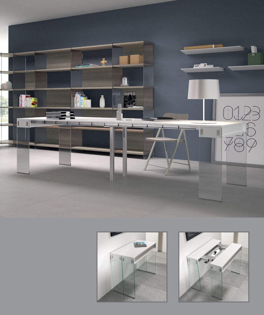 Tavolo consolle allungabile Ronny Big in vetro e laminato