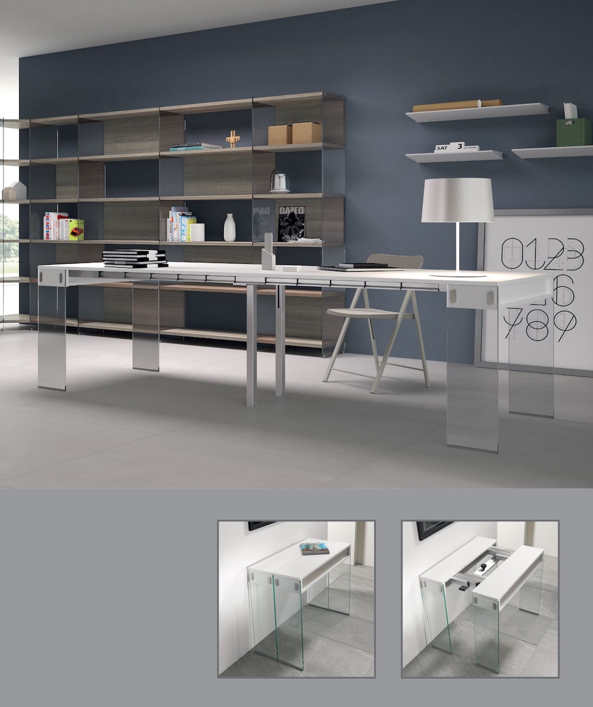 Tavolo consolle allungabile Ronny Big in vetro e laminato