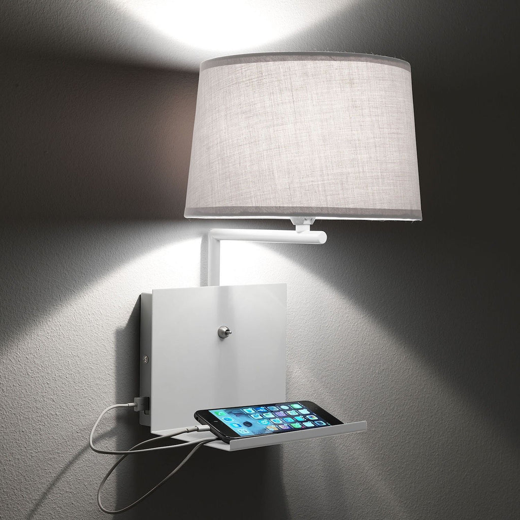 Lampada da parete con mensola in metallo Linkin White