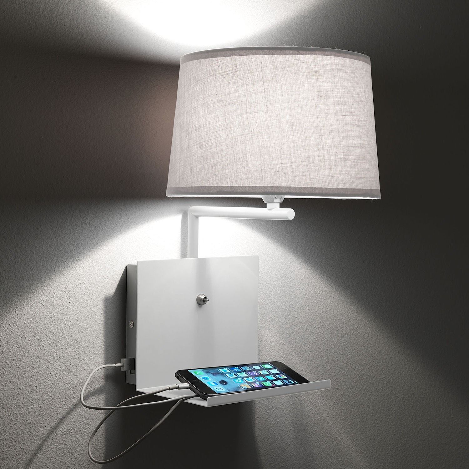 Lampada da parete con mensola in metallo Linkin White