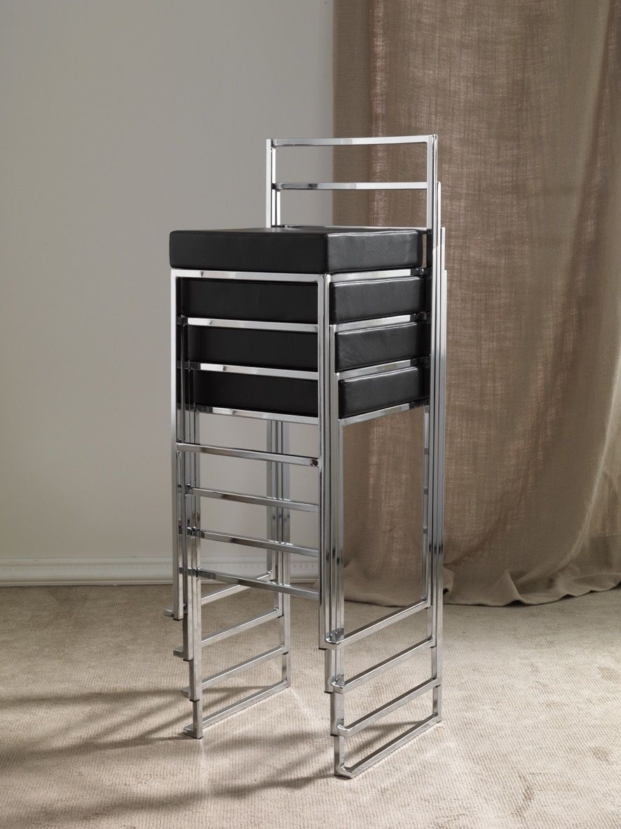 Sgabelli impilabili in metallo cromato Mendy