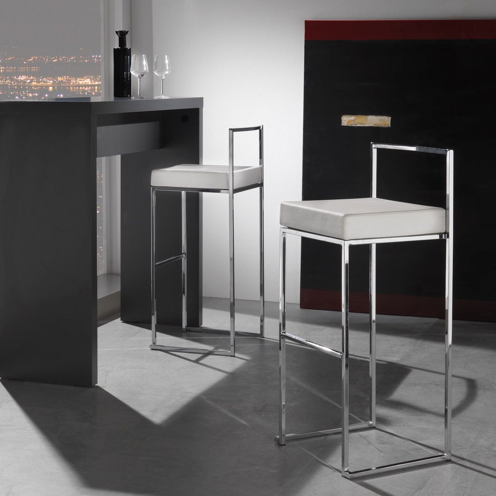 Sgabelli impilabili in metallo cromato Mendy