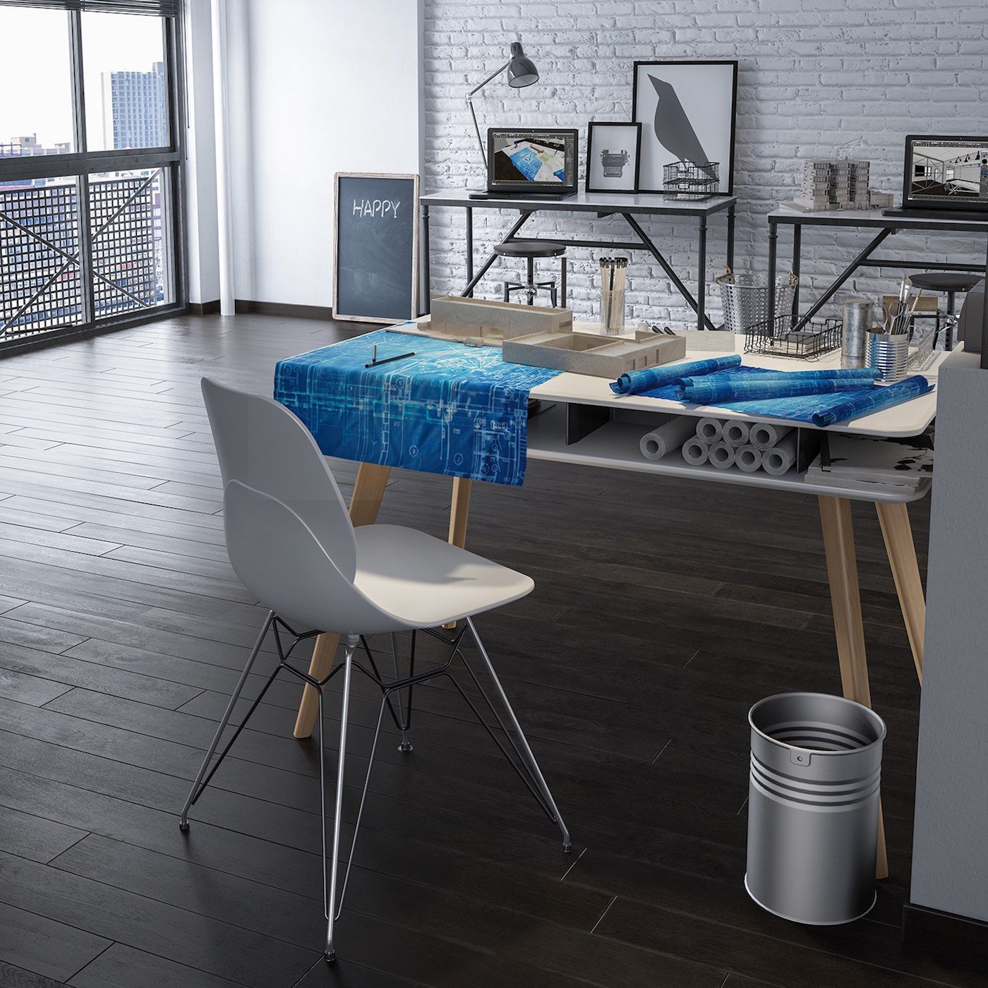 Scrivania design nordico con ripiano Keimo