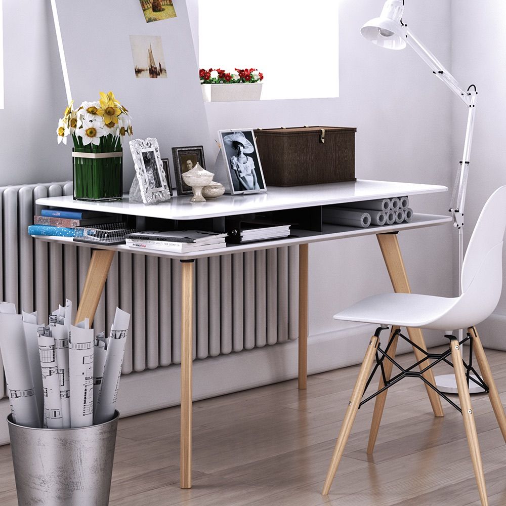 Scrivania design nordico con ripiano Keimo