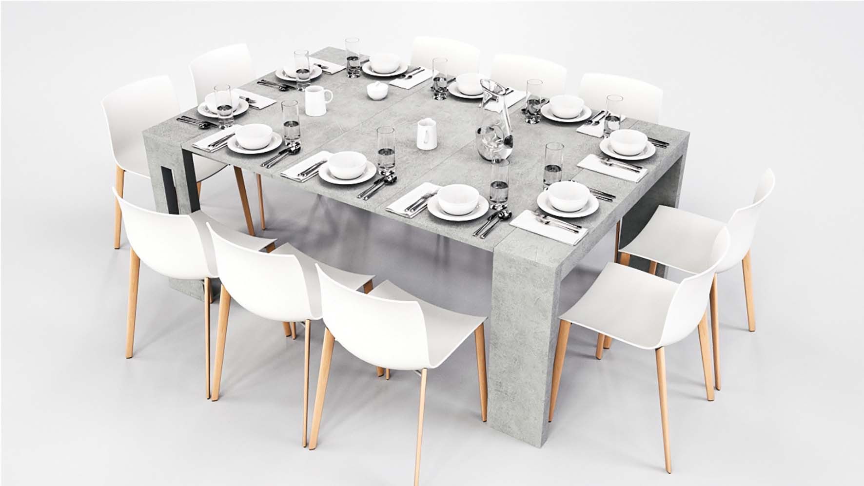 Consolle allungabile Helge con allunghe integrate