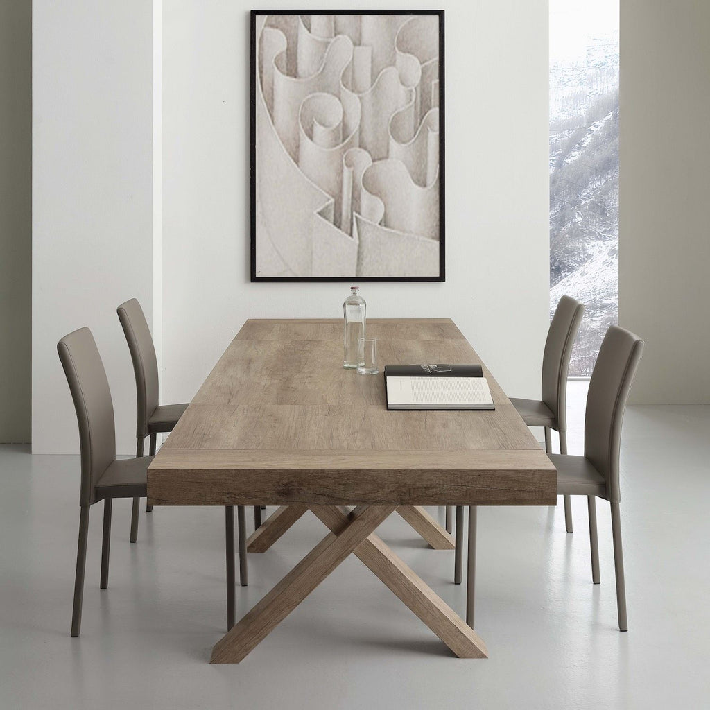 Tavolo allungabile Aras in nobilitato bianco e rovere