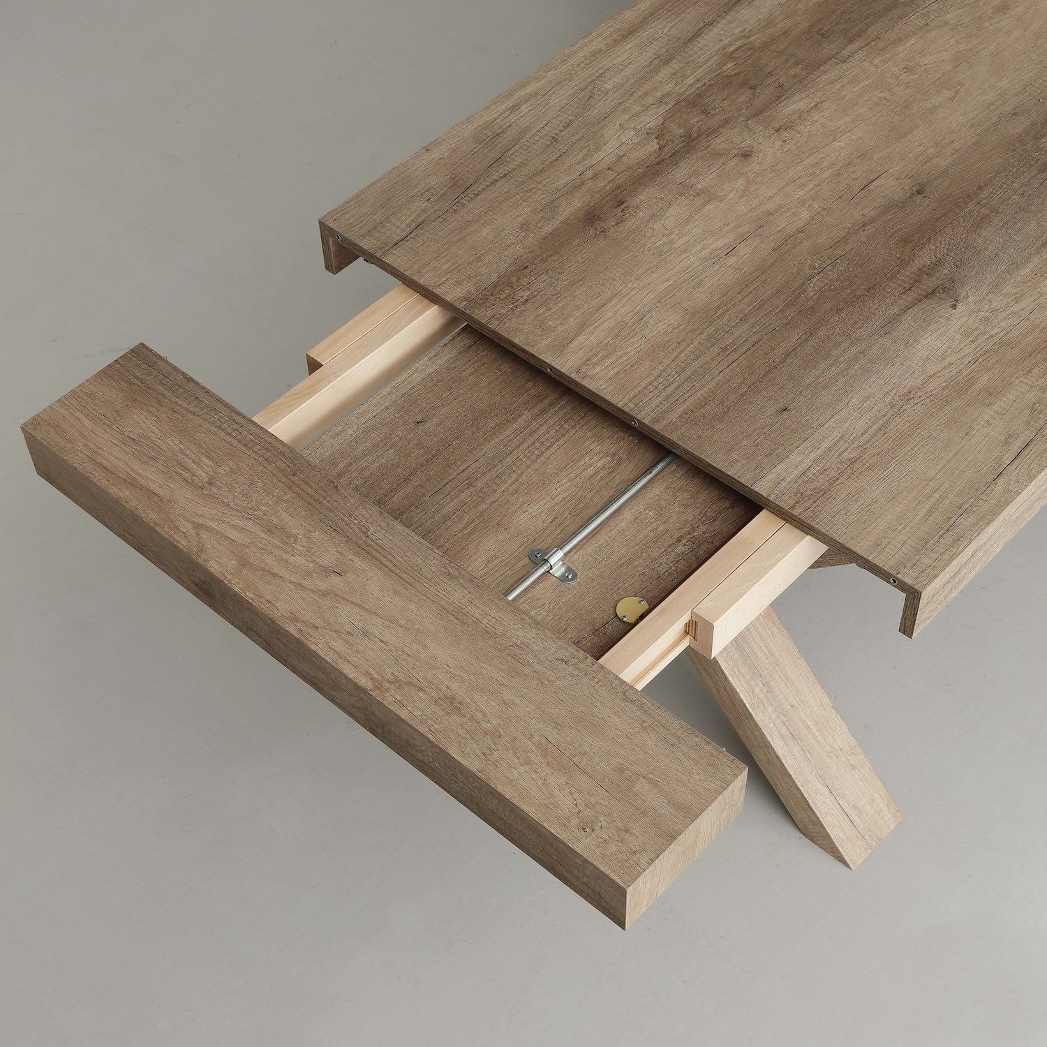 Tavolo allungabile Aras in nobilitato bianco e rovere