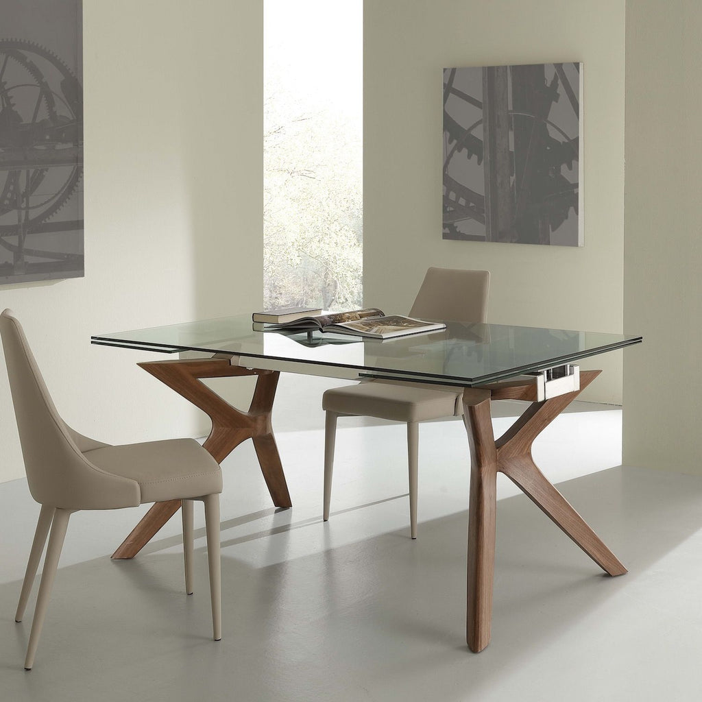 Tavolo allungabile Nicklas in acciaio vetro legno 160x90cm