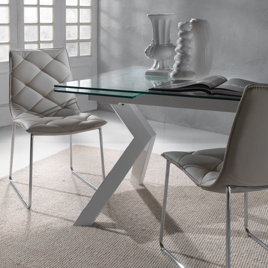 Tavolo allungabile moderno Mats in metallo e vetro