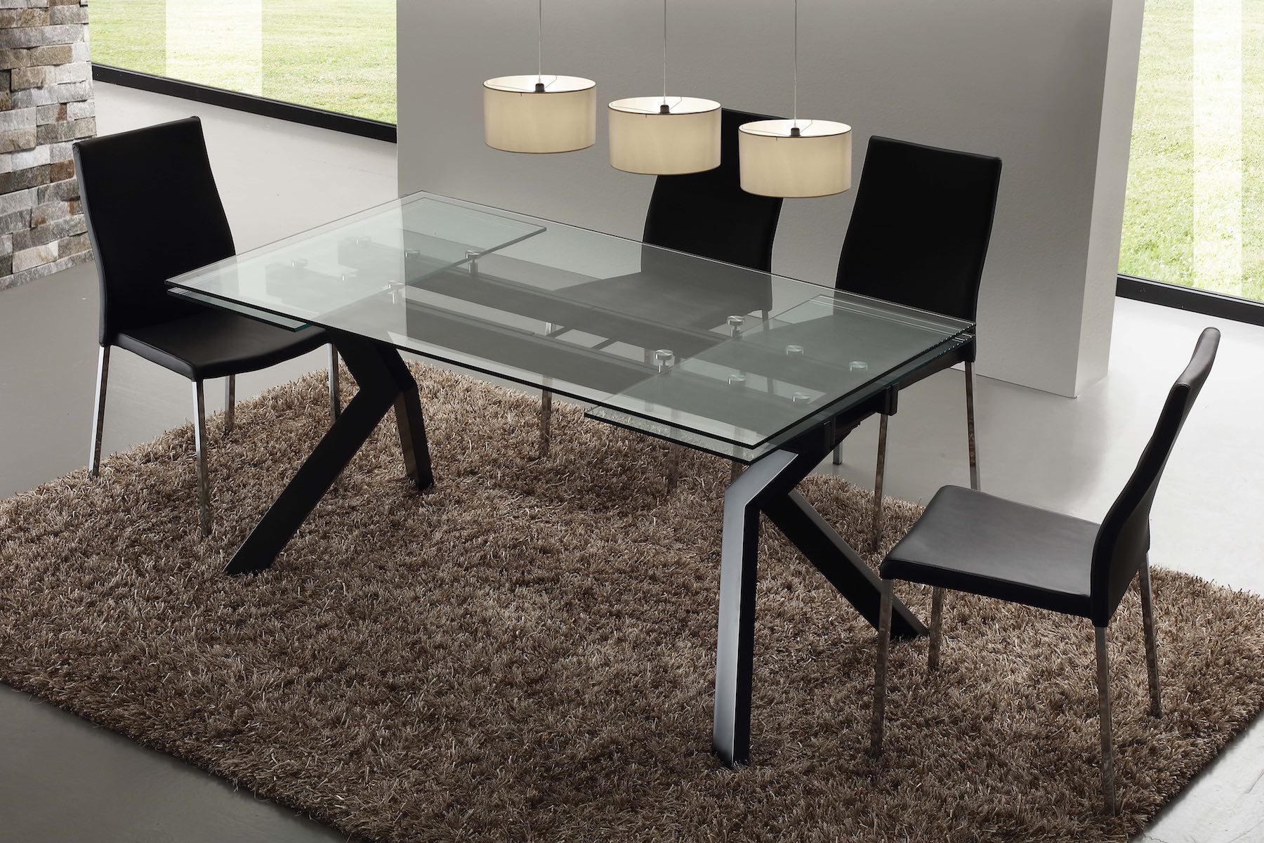 Tavolo allungabile moderno Mats in metallo e vetro