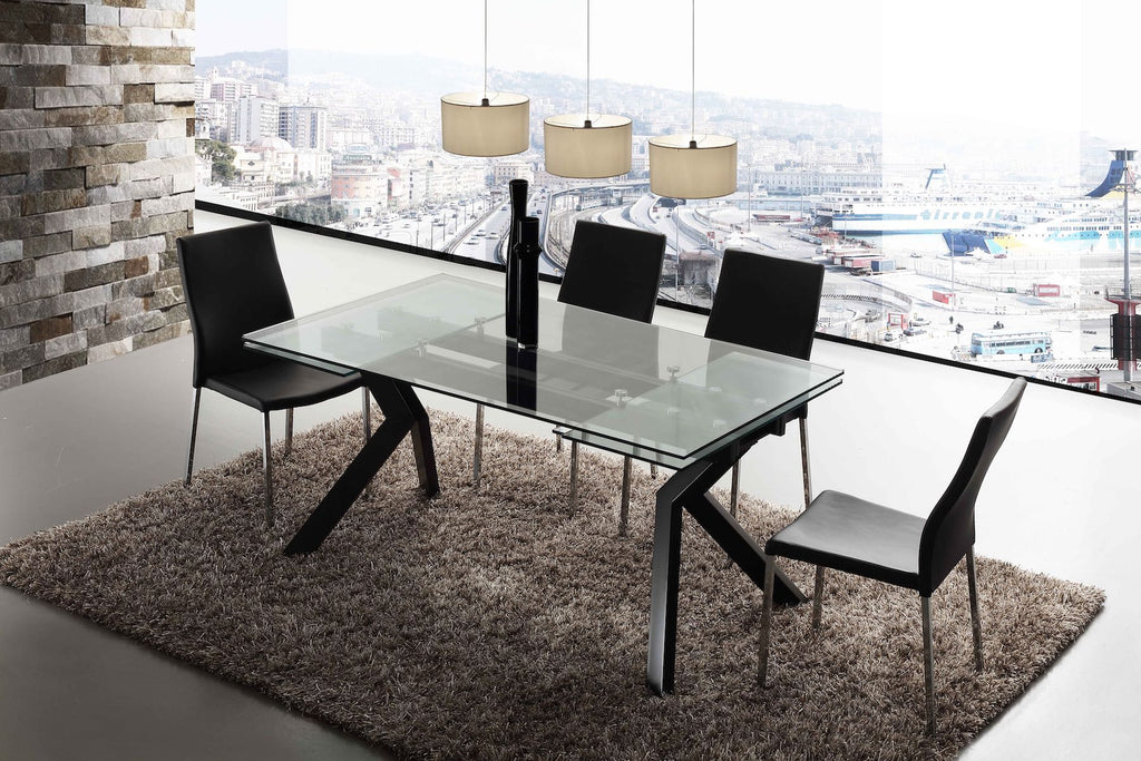 Tavolo allungabile moderno Mats in metallo e vetro