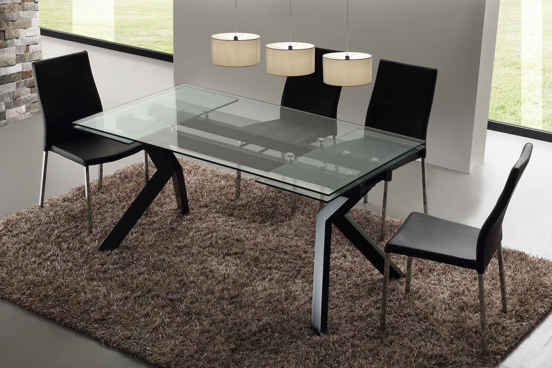 Tavolo allungabile moderno Mats in metallo e vetro