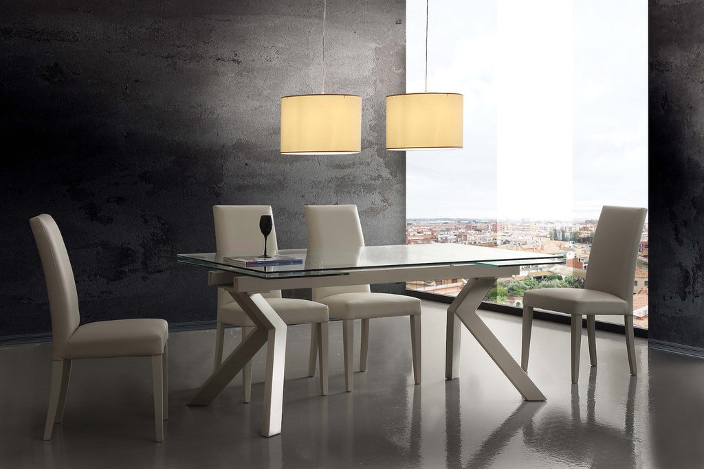 Tavolo allungabile moderno Mats in metallo e vetro