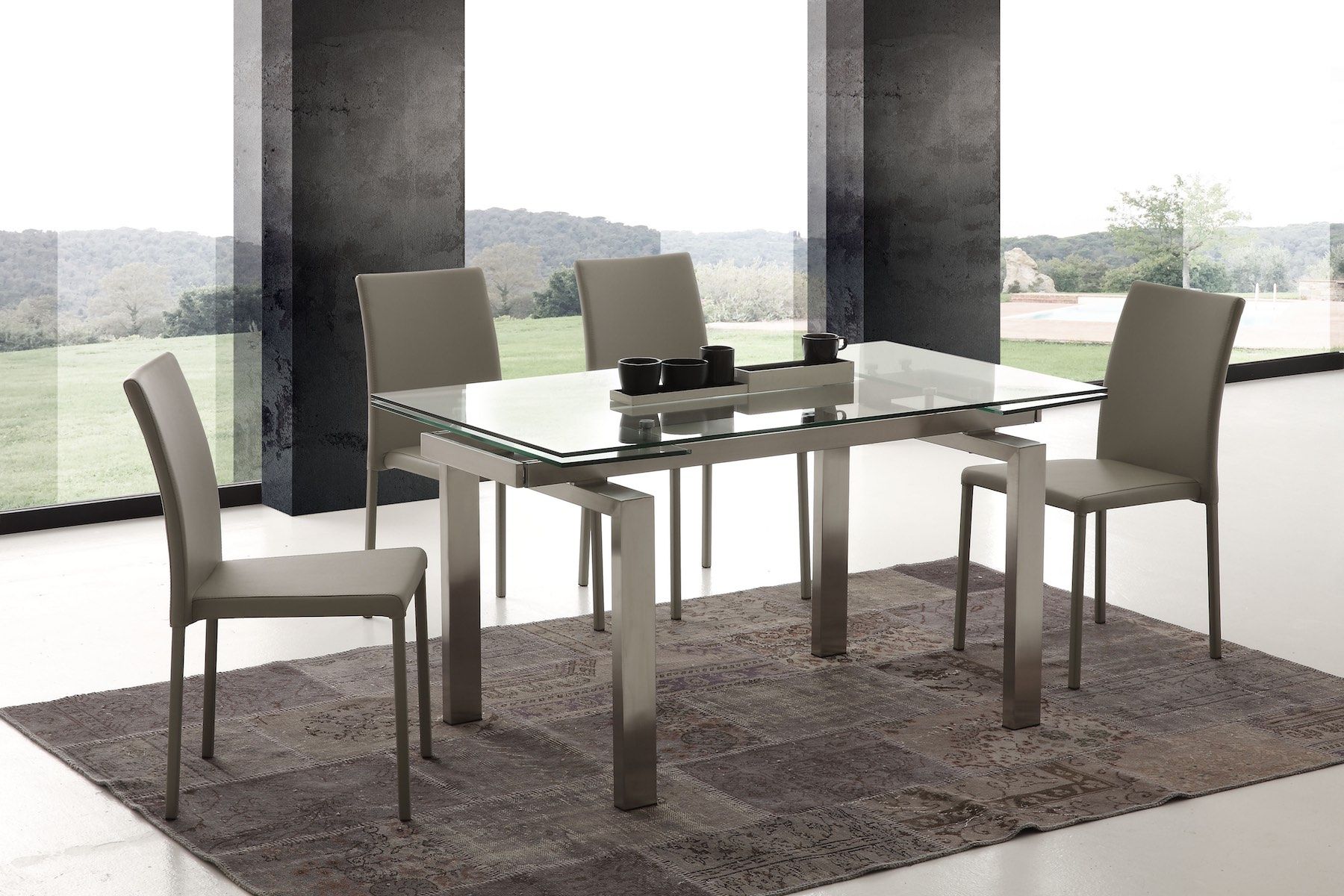 Tavolo allungabile in vetro trasparente Damian