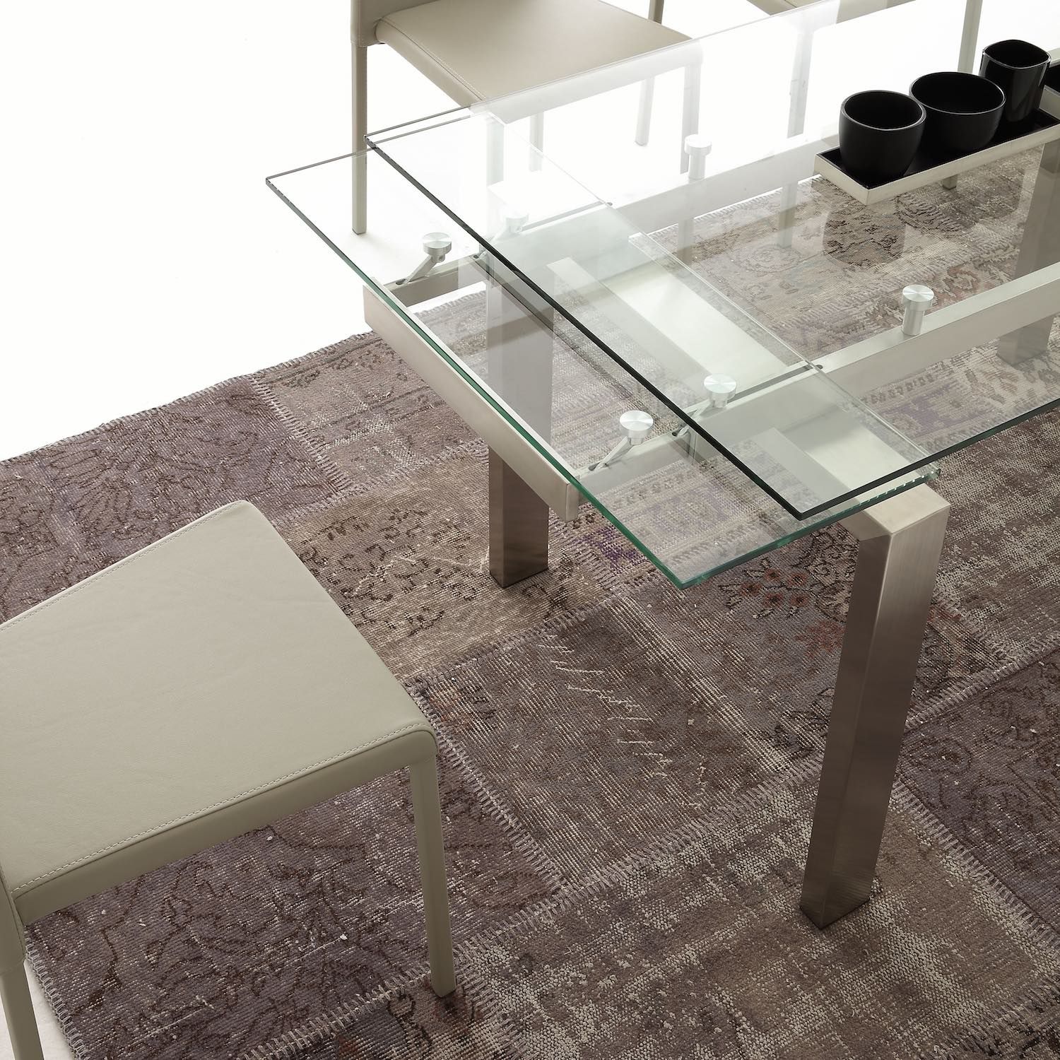 Tavolo allungabile in vetro trasparente Damian