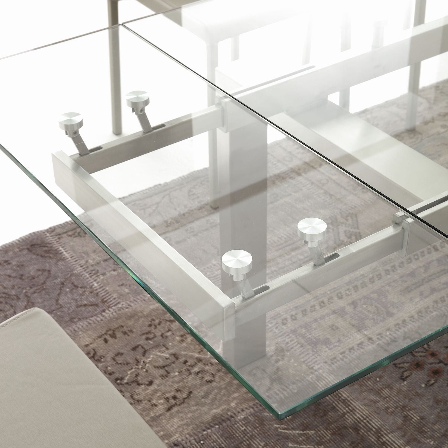 Tavolo allungabile in vetro trasparente Damian