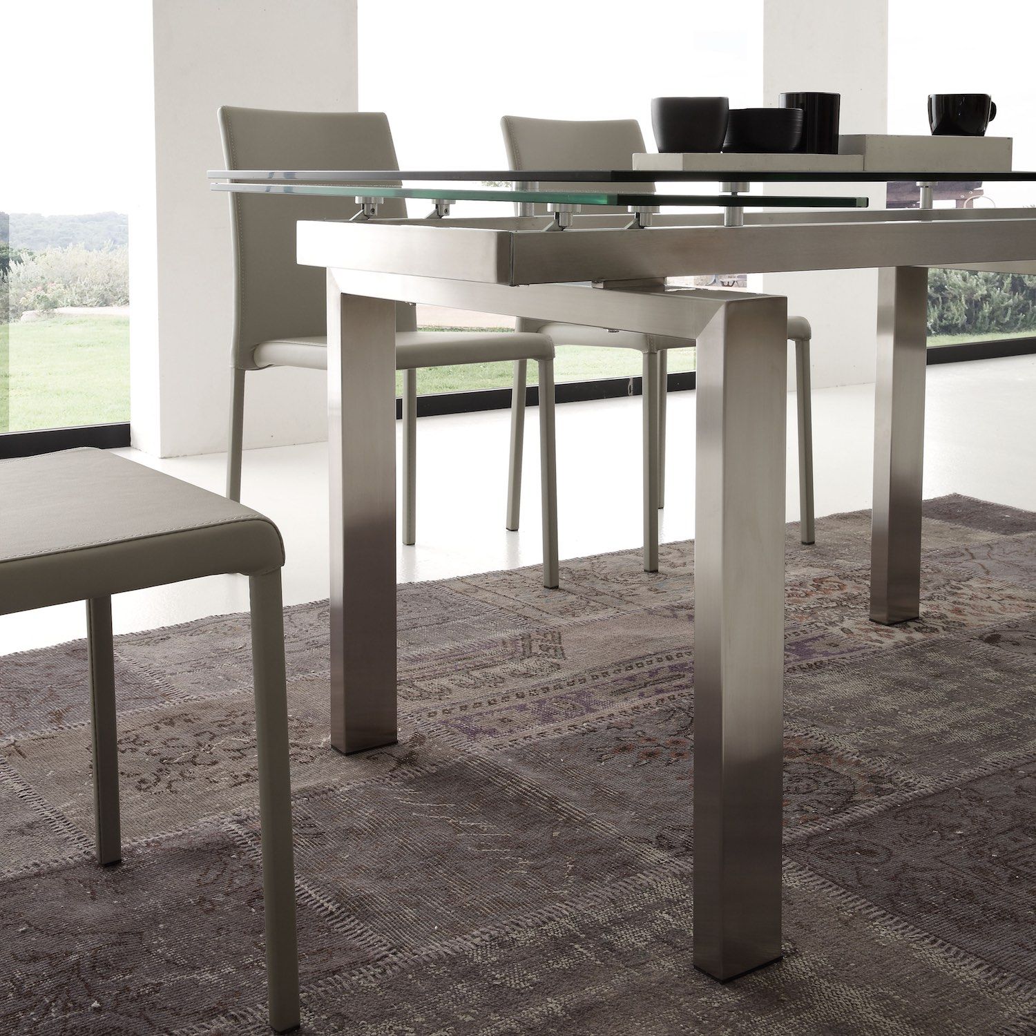 Tavolo allungabile in vetro trasparente Damian