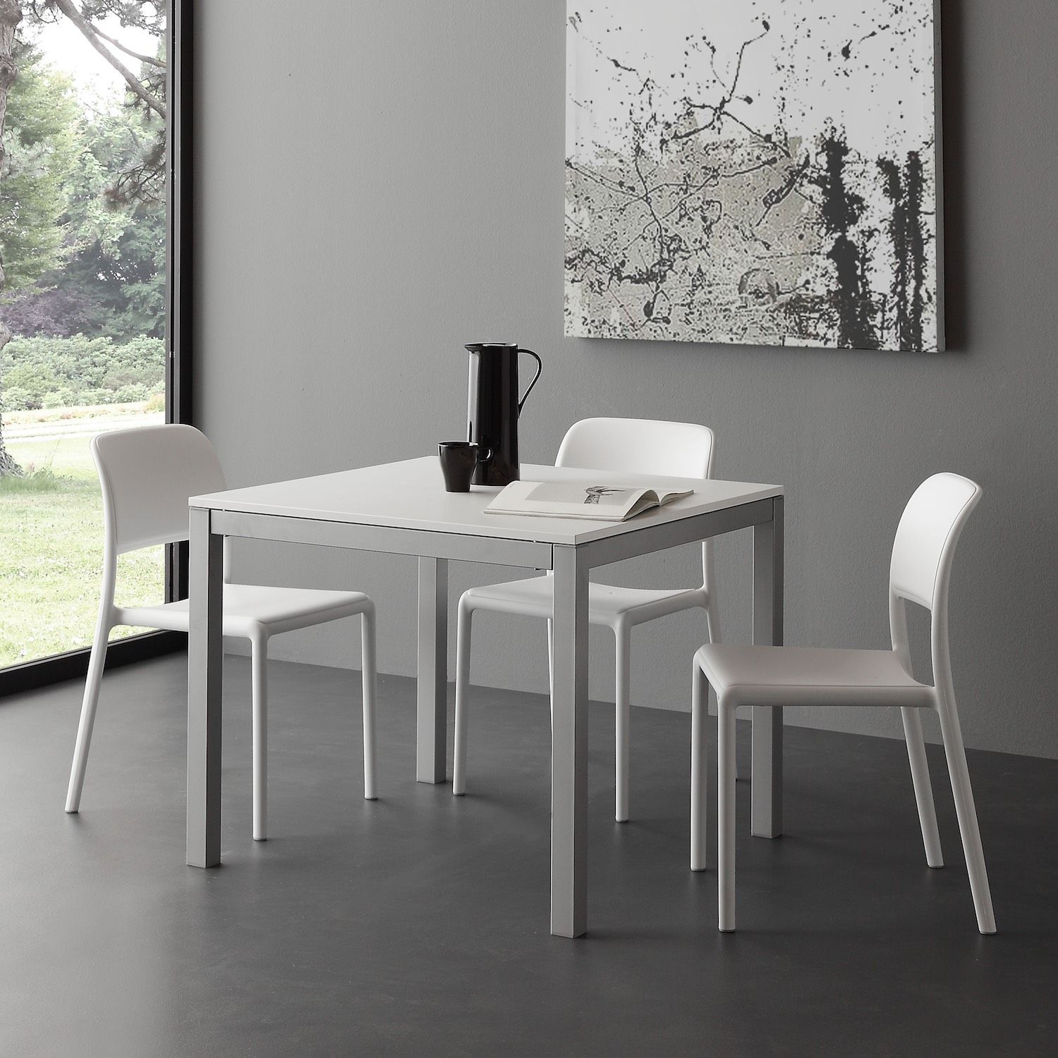 Tavolo quadrato allungabile in metallo e nobilitato Felix QD