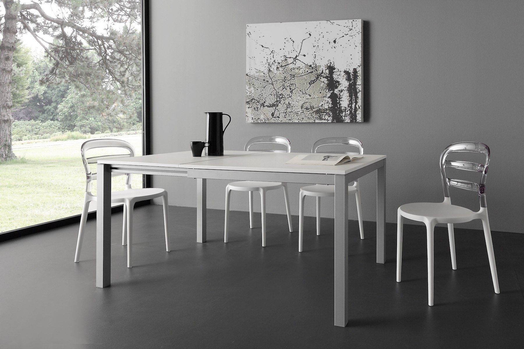 Tavolo quadrato allungabile in metallo e nobilitato Felix QD