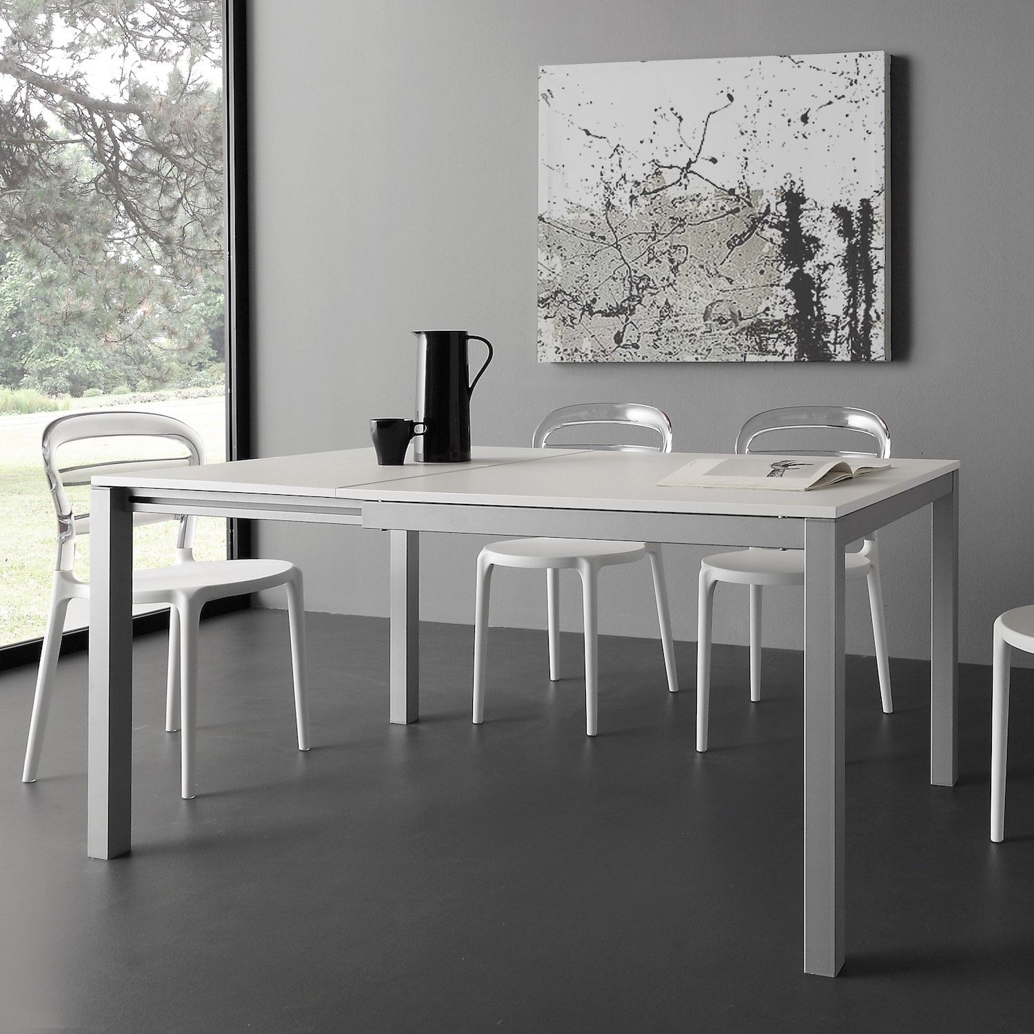 Tavolo quadrato allungabile in metallo e nobilitato Felix QD