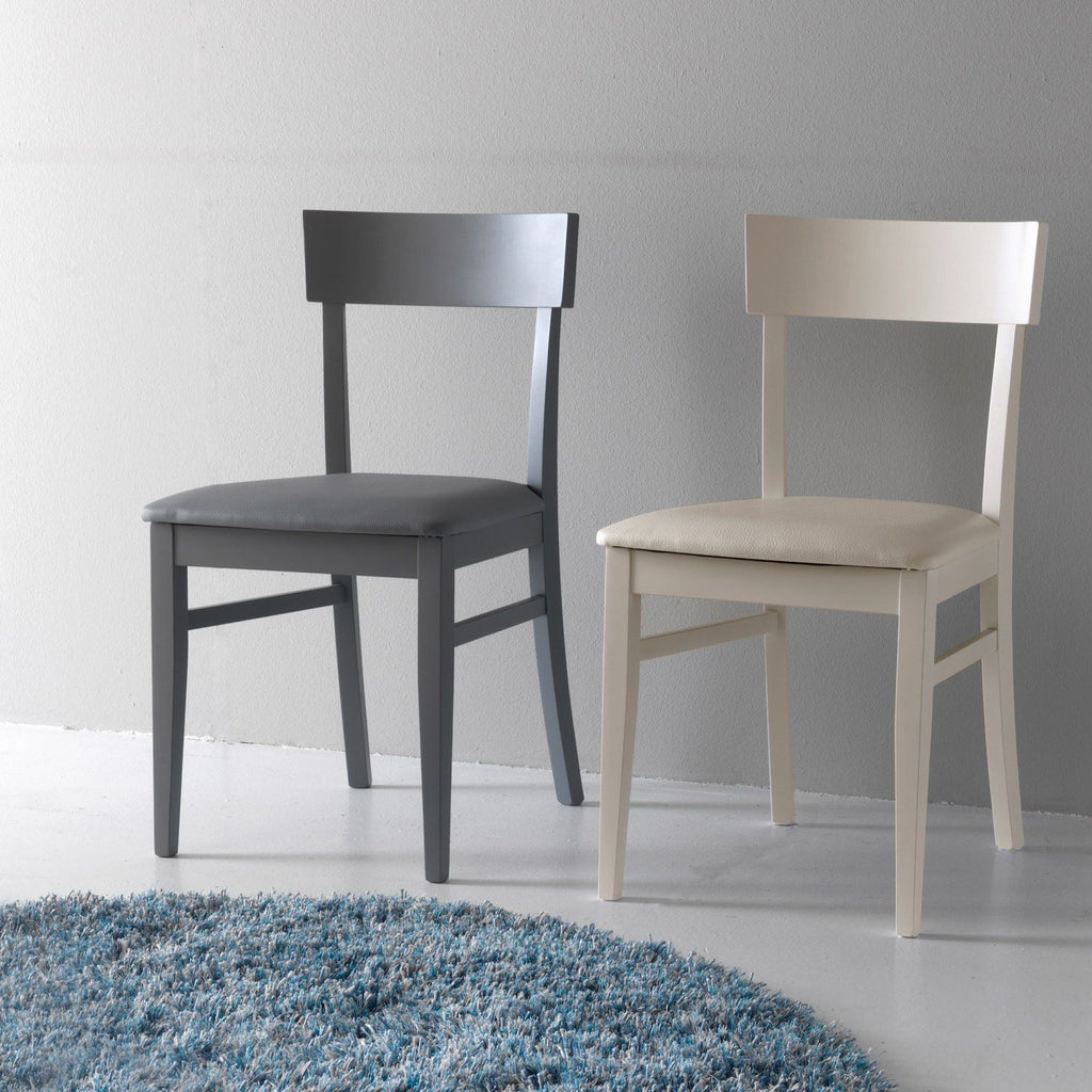 Coppia sedie in legno ed ecopelle design moderno Candis