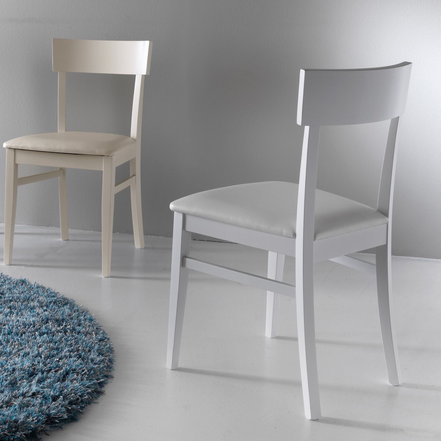 Coppia sedie in legno ed ecopelle design moderno Candis