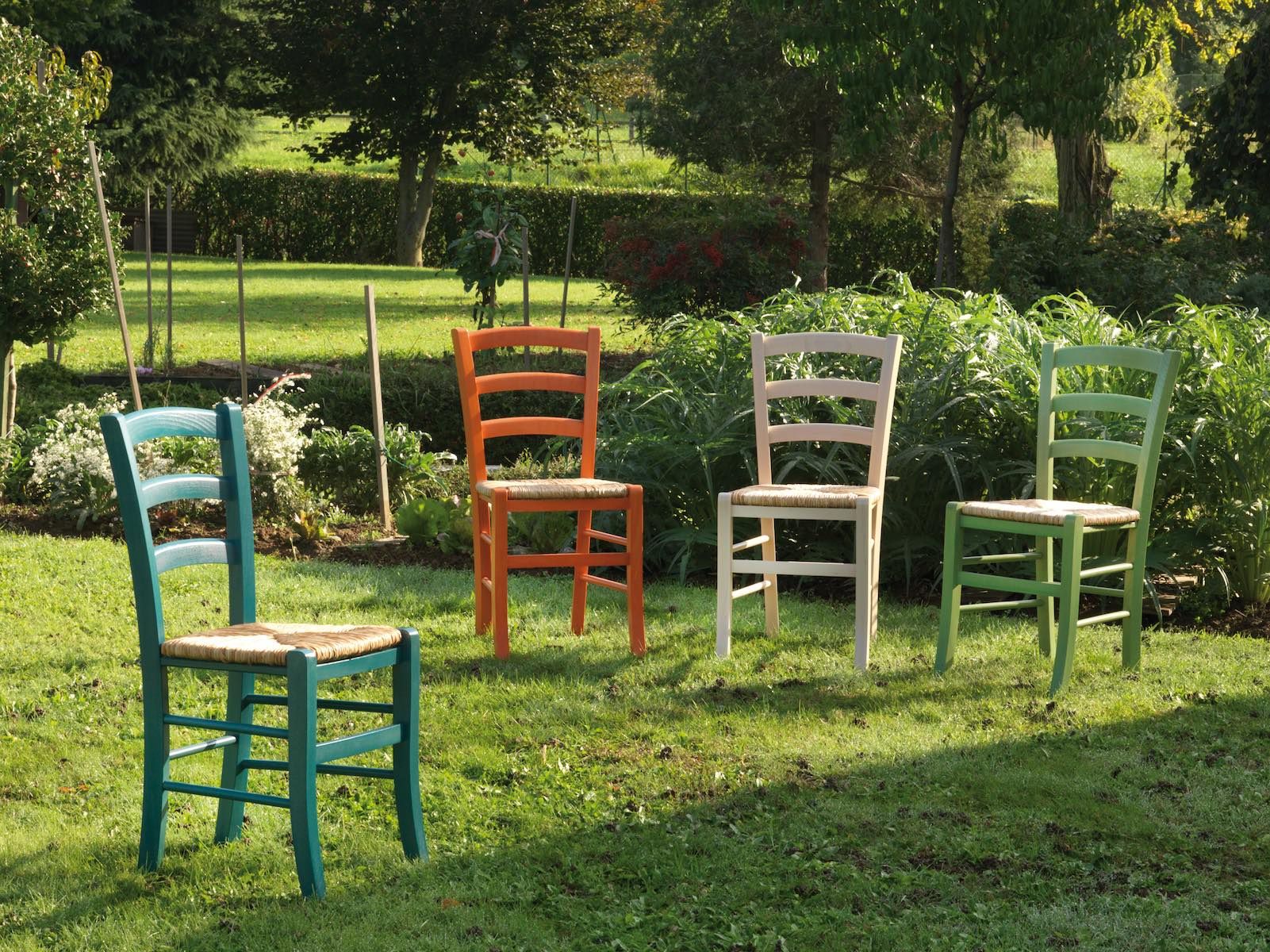 Coppia sedie in paglia colorata per sala pranzo Coretta