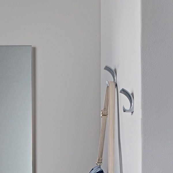 Coppia appendiabiti da parete in metallo cromato Eloise