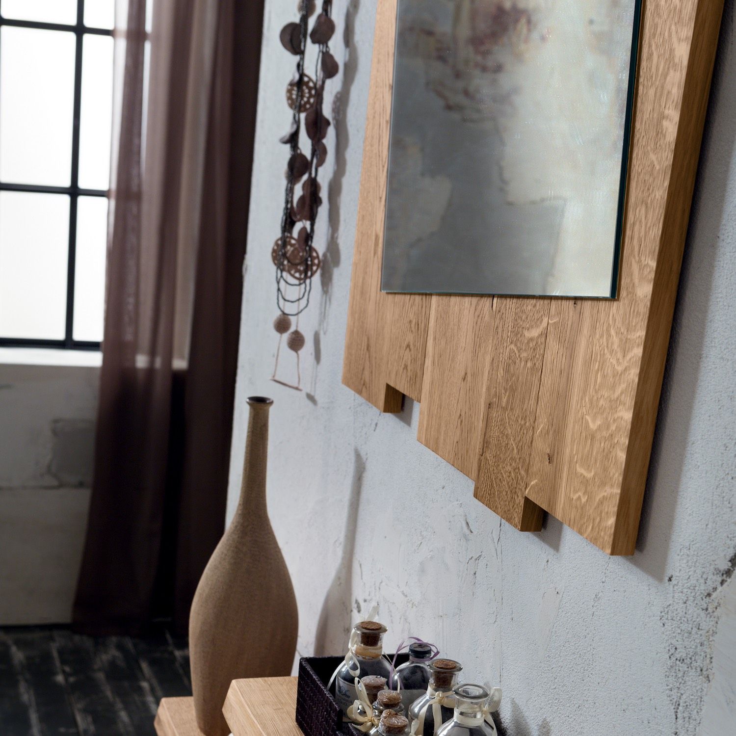 Mobili per ingresso con specchio mensole appendiabiti Elias 1