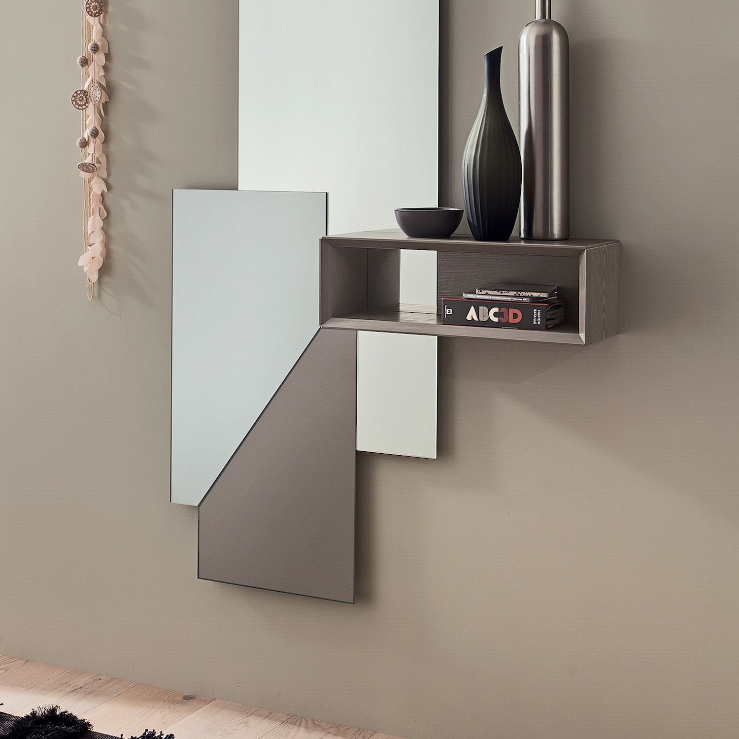 Specchiera da ingresso con appendiabiti design moderno Kim 4
