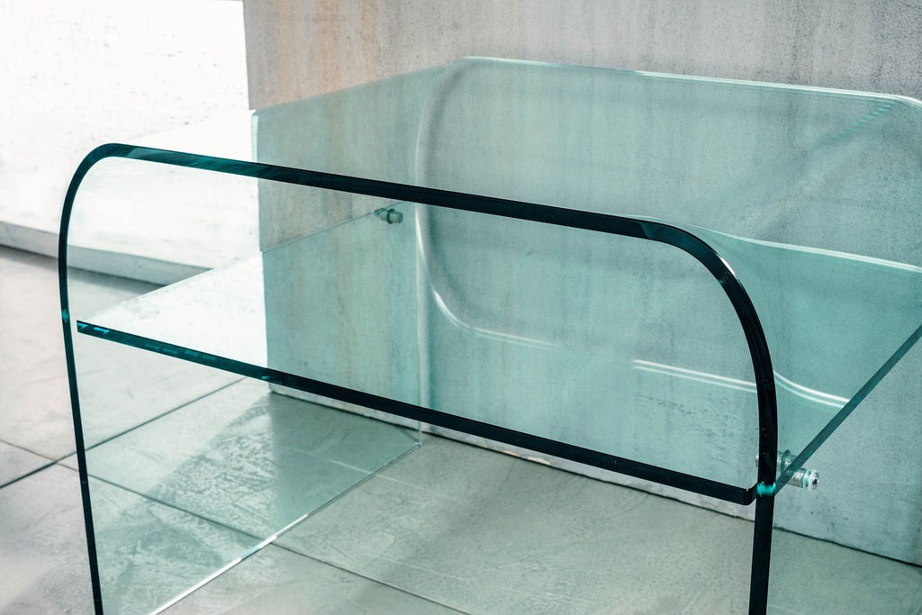 Comodino in vetro curvato temperato Ruben