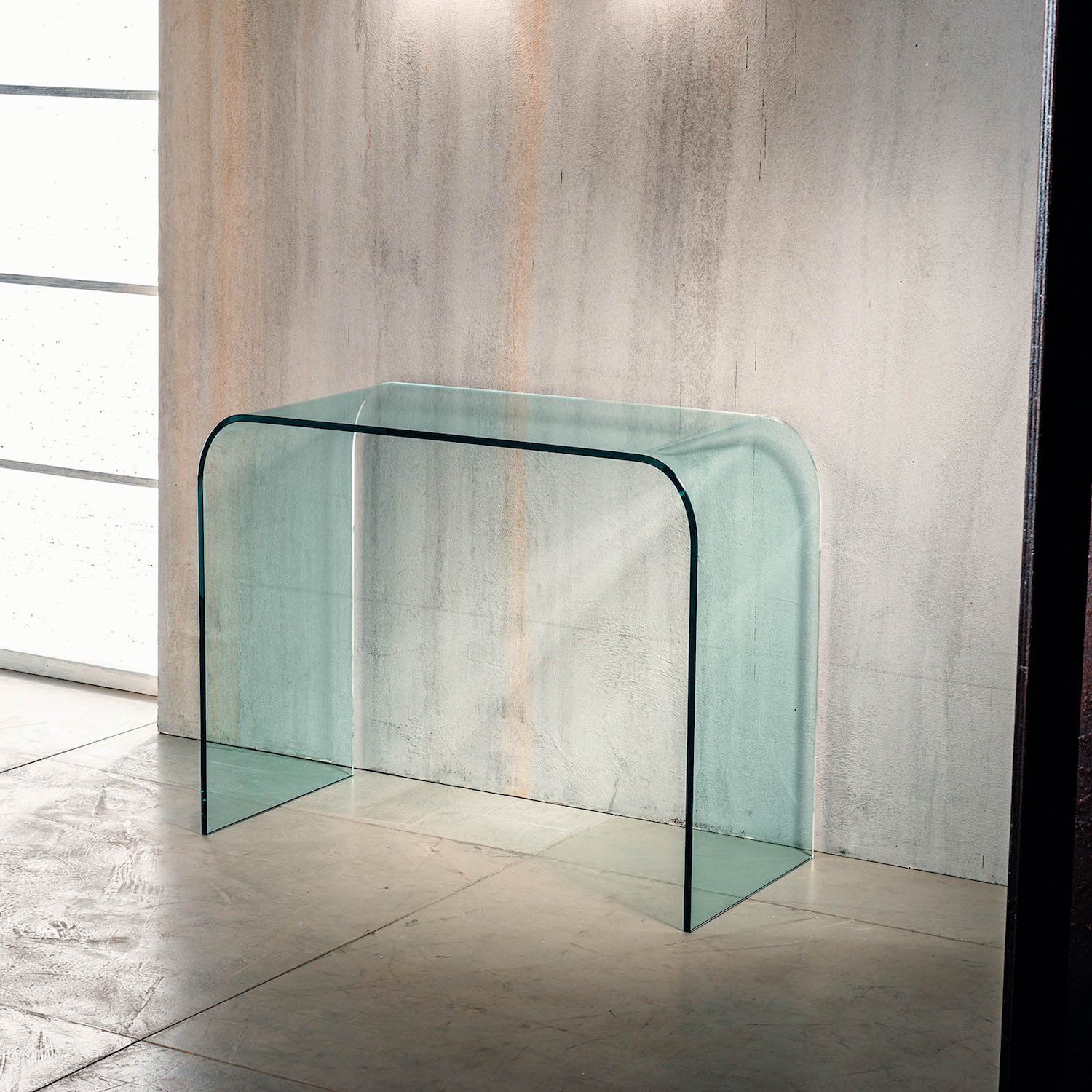 Consolle per ingresso in vetro curvato Joshua