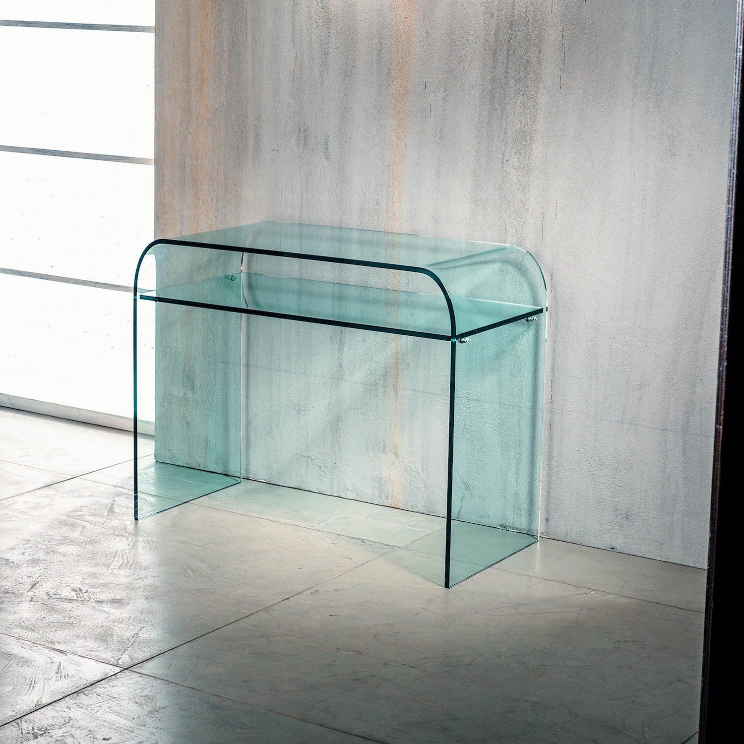 Consolle da ingresso in vetro con ripiano Daniel