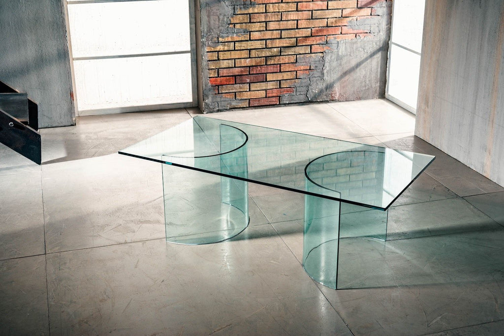 Tavolino da salotto in vetro curvato trasparente temperato Diorik