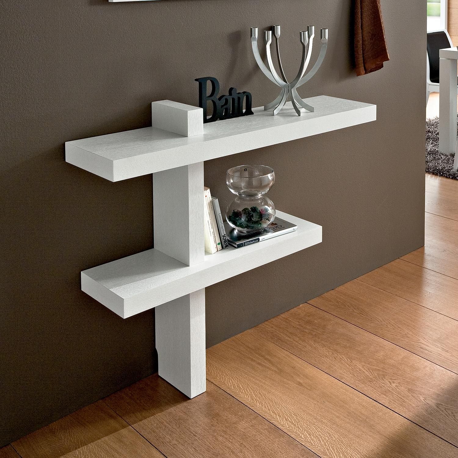 Consolle da ingresso a parete in legno poro aperto Bernard