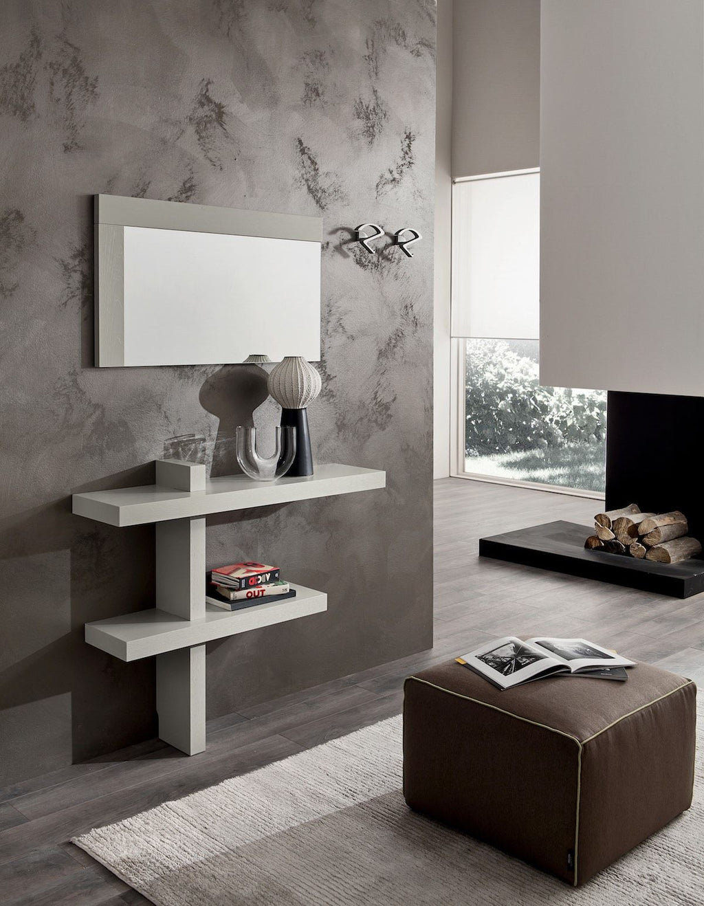 Mobili da ingresso moderni in legno ecru frassino Bernard