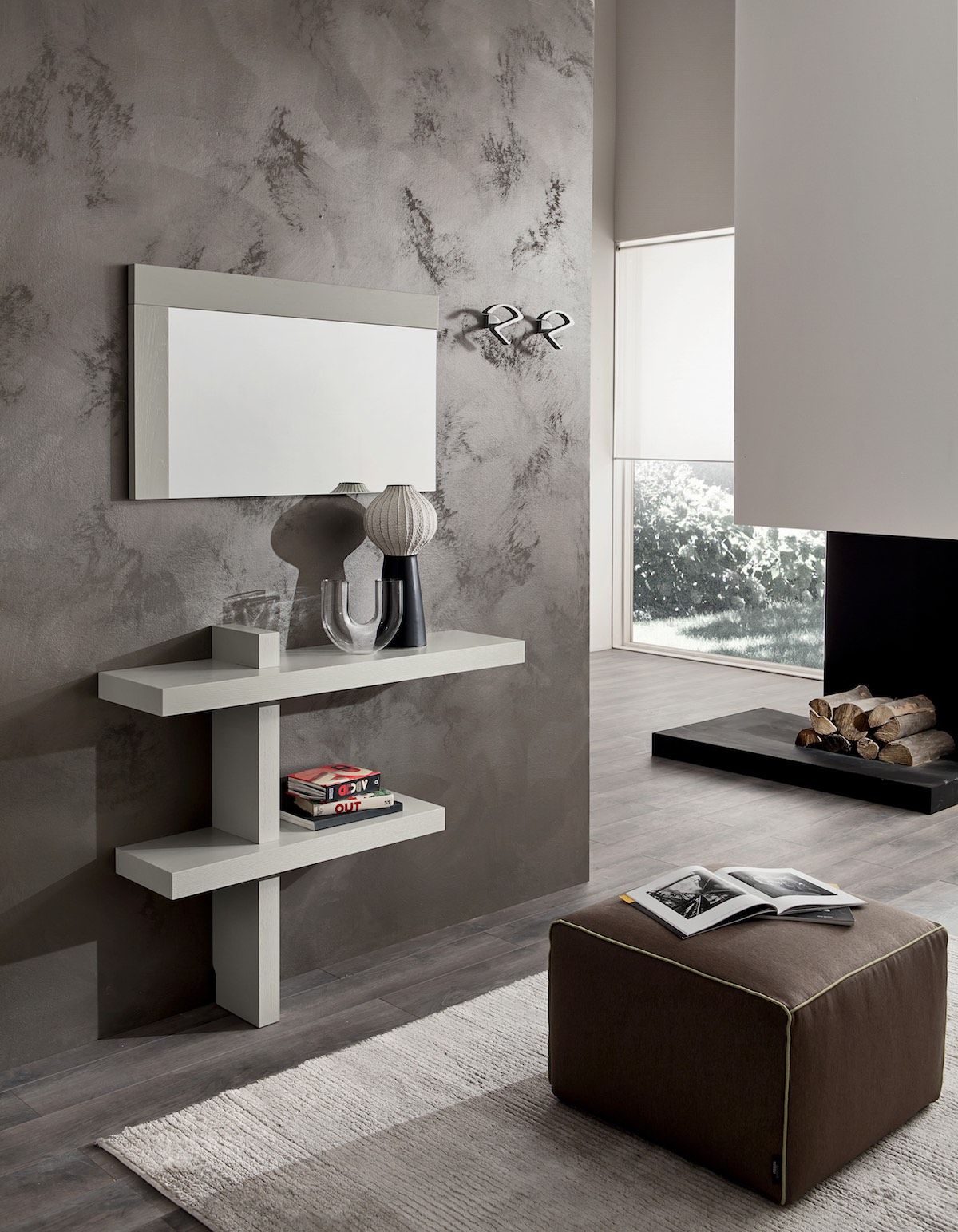 Mobili da ingresso moderni in legno ecru frassino Bernard