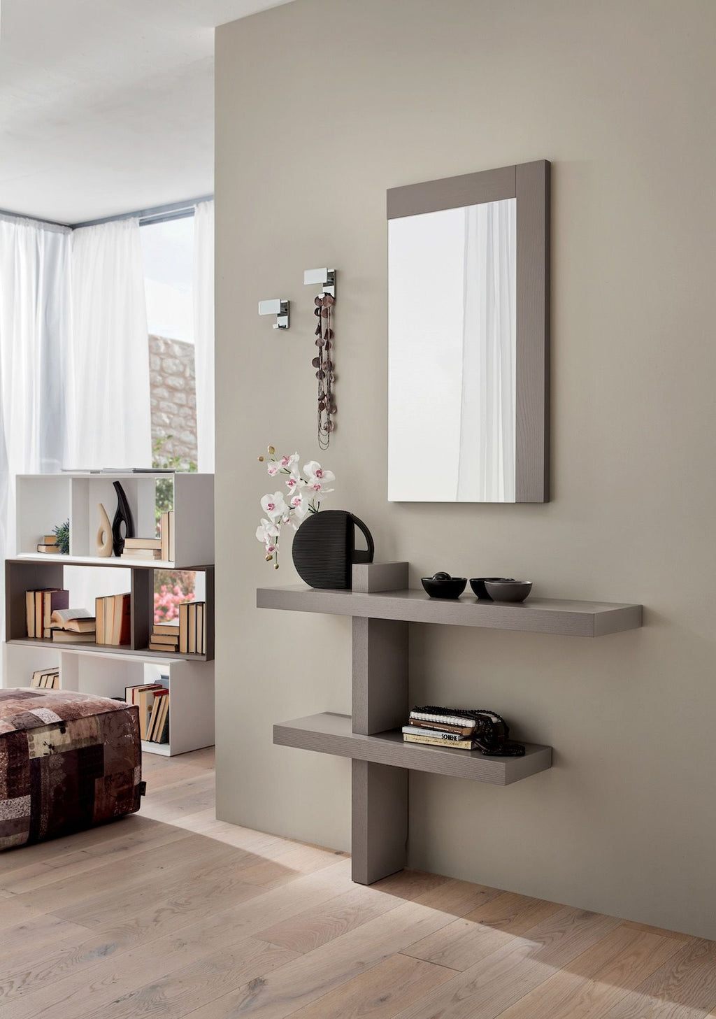 Mobili per ingresso moderni tortora frassino Bernard