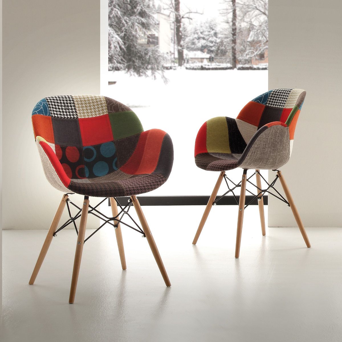 Sedie patchwork multicolore per salotto moderno Evette Patch