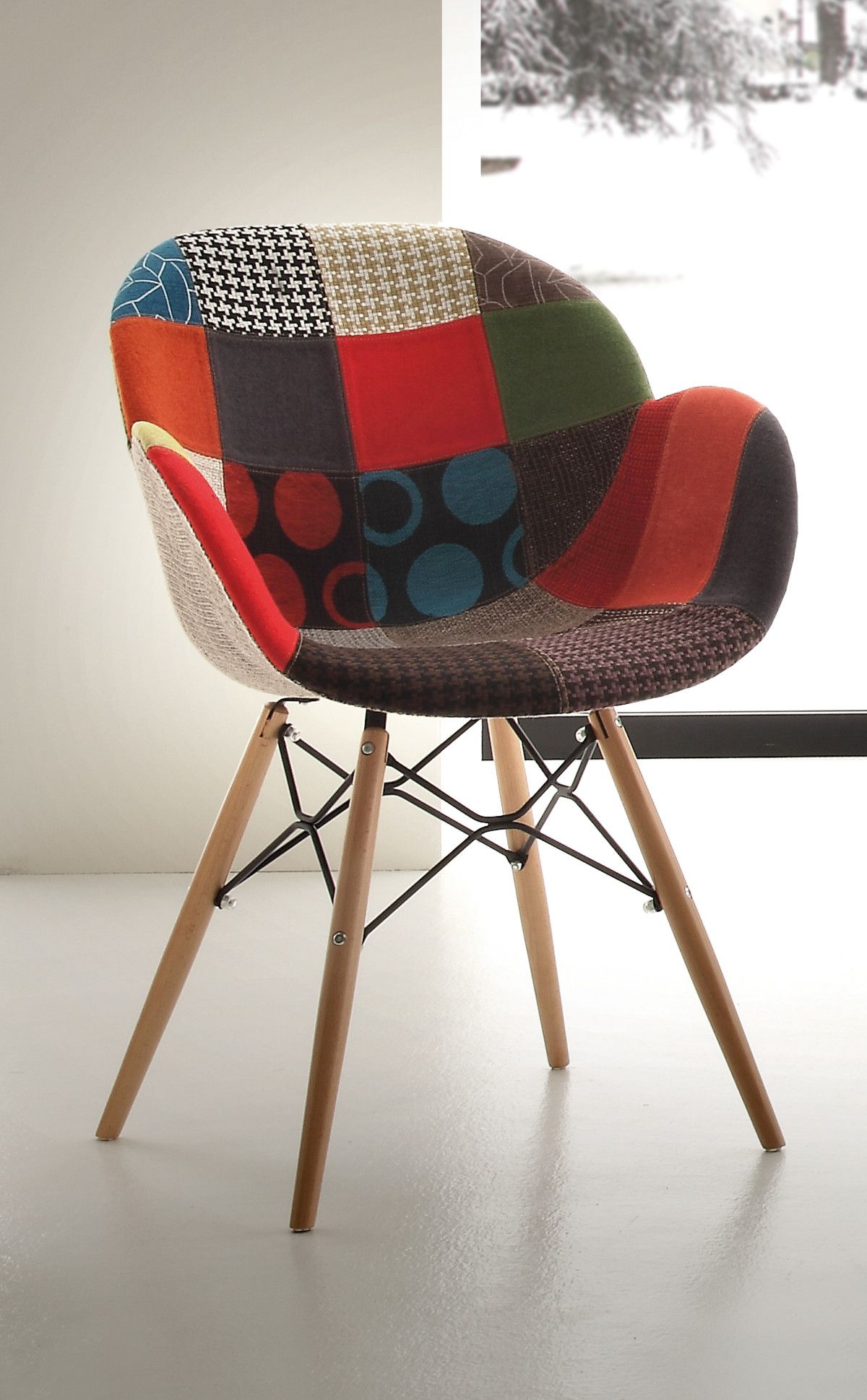 Sedie patchwork multicolore per salotto moderno Evette Patch